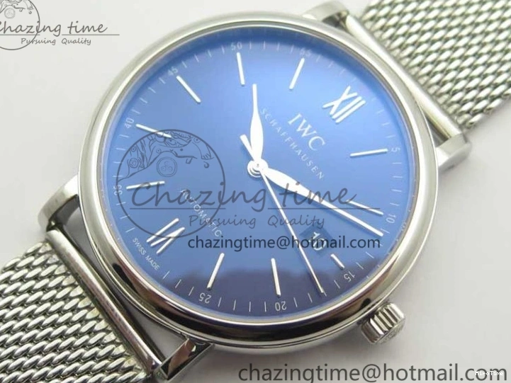 MIROTIME 1218 Portofino IW356501 SS V3 MK 1:1 Best Edition Blue Dial On SS Mesh Bracelet MIYOTA Timeless 7194